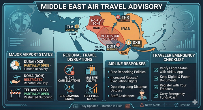 middle east travel crisis Middle East Aviation Crisis 2026: Airspace Shutdowns, Fuel Surges, and the Global Fallout